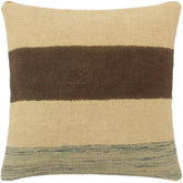 handmade Tribal Turkish Antique Beige Brown Hand-Woven SQUARE 100% WOOL pillow