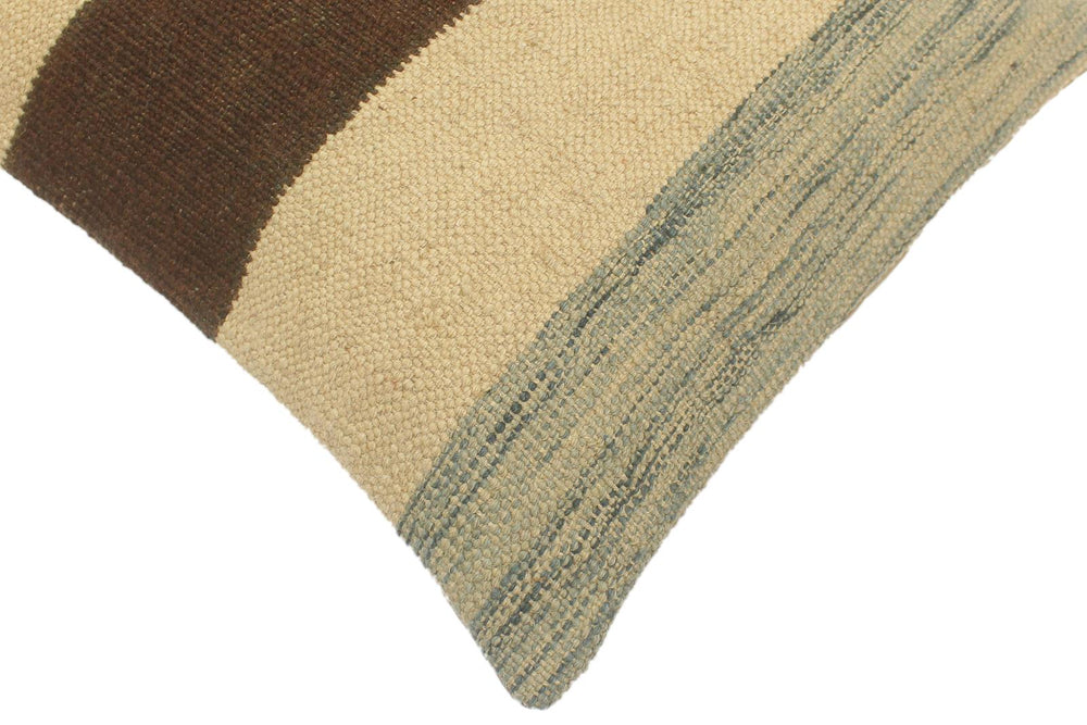 handmade Tribal Turkish Antique Beige Brown Hand-Woven SQUARE 100% WOOL pillow