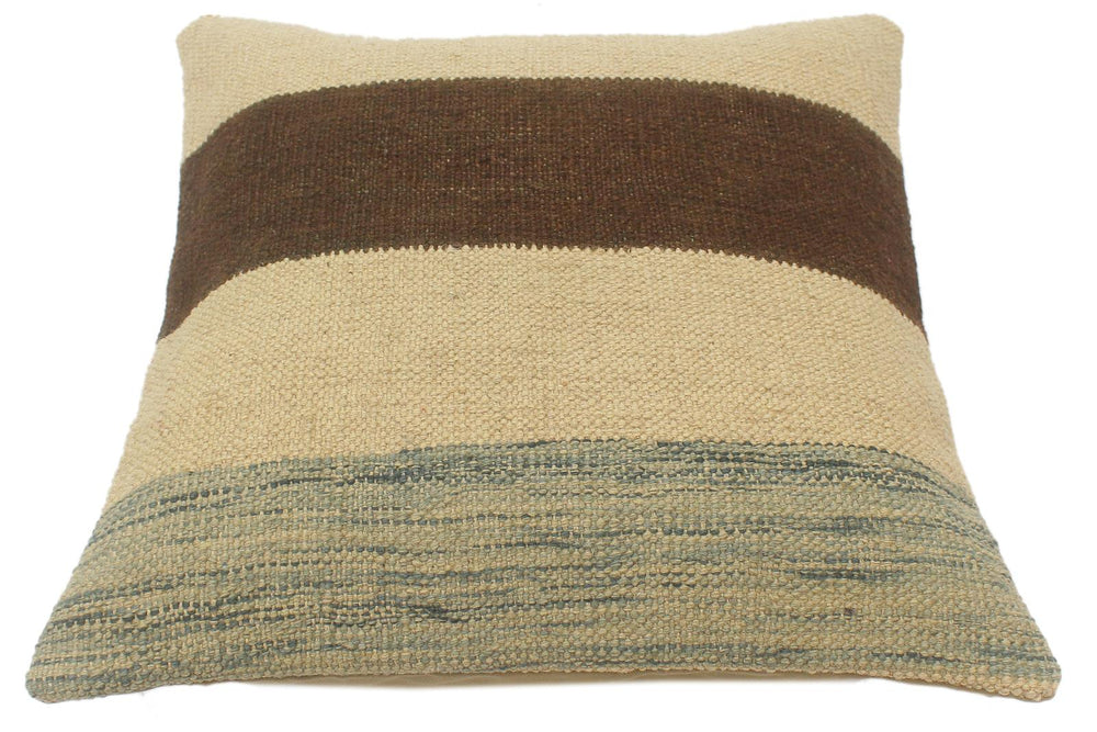 handmade Tribal Turkish Antique Beige Brown Hand-Woven SQUARE 100% WOOL pillow