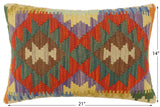 handmade Tribal Rust Blue Hand-Woven RECTANGLE 100% WOOL Pillow