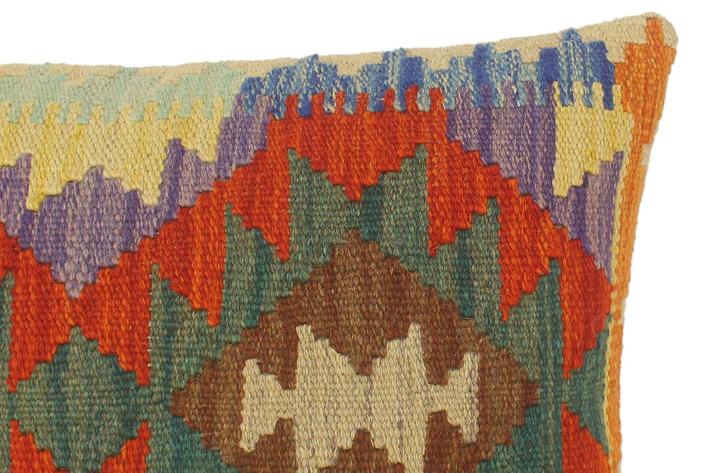 handmade Tribal Rust Blue Hand-Woven RECTANGLE 100% WOOL Pillow