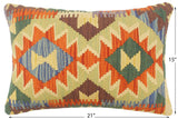 handmade Tribal Rust Blue Hand-Woven RECTANGLE 100% WOOL Pillow