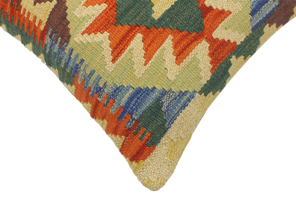 handmade Tribal Rust Blue Hand-Woven RECTANGLE 100% WOOL Pillow