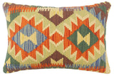 handmade Tribal Rust Blue Hand-Woven RECTANGLE 100% WOOL Pillow