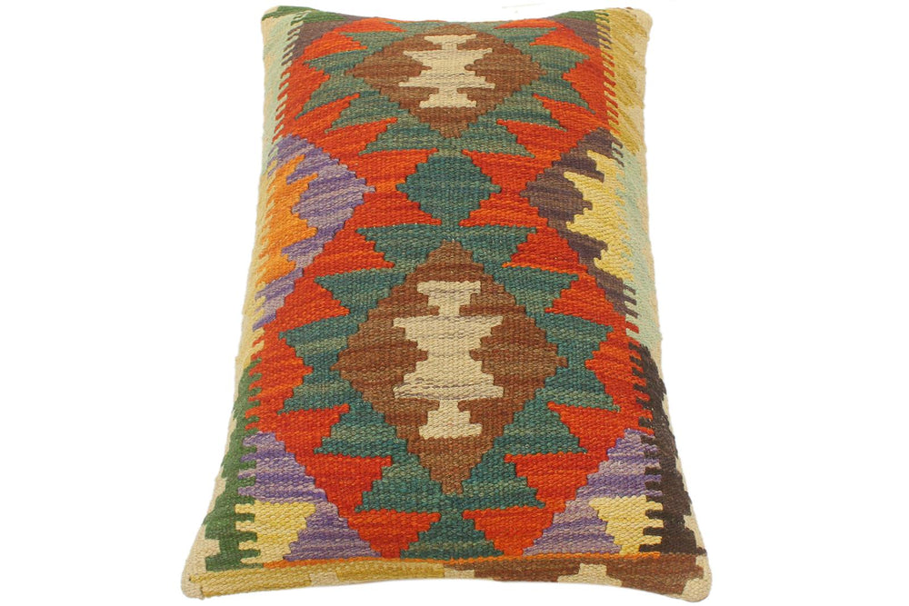 handmade Tribal Rust Blue Hand-Woven RECTANGLE 100% WOOL Pillow