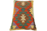 handmade Tribal Rust Blue Hand-Woven RECTANGLE 100% WOOL Pillow