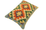 handmade Tribal Rust Blue Hand-Woven RECTANGLE 100% WOOL Pillow