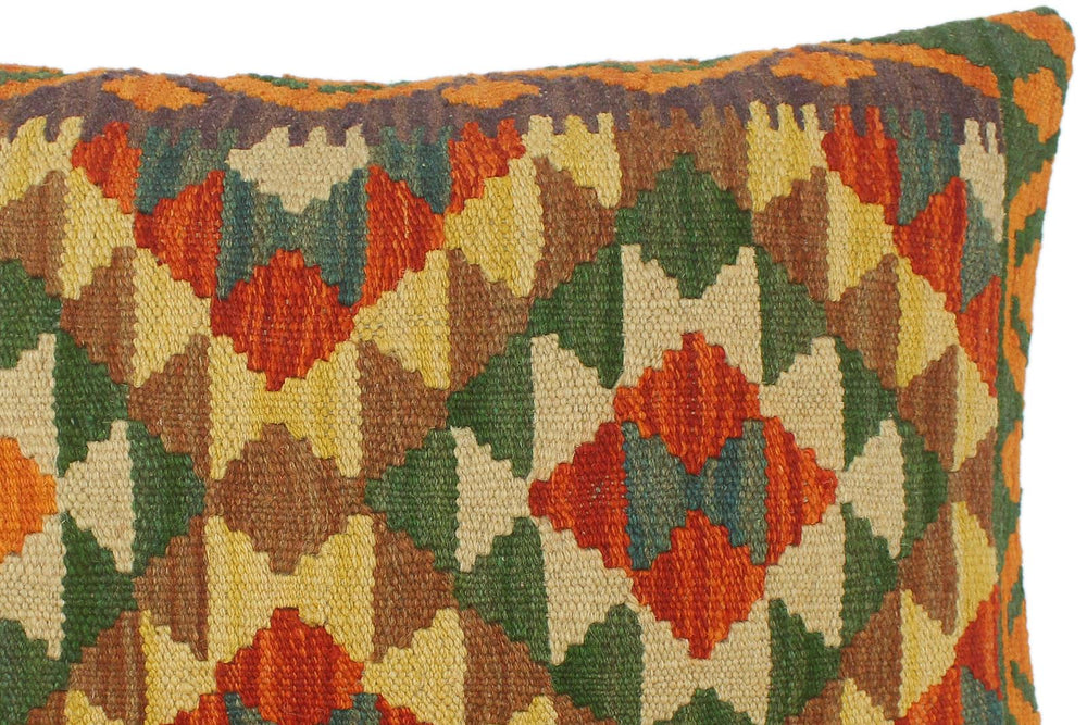 handmade Tribal Rust Gold Hand-Woven RECTANGLE 100% WOOL Pillow