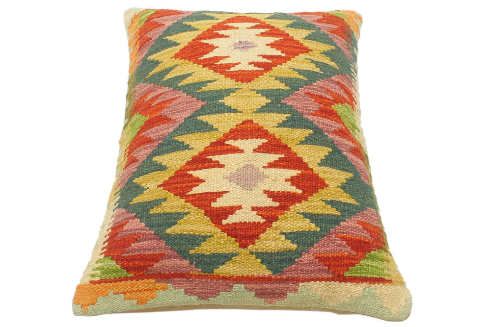 handmade Tribal Rust Blue Hand-Woven RECTANGLE 100% WOOL Pillow