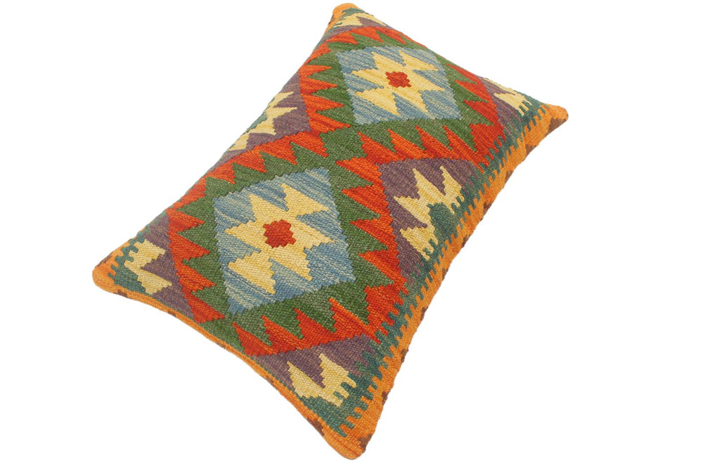 handmade Tribal Rust Blue Hand-Woven RECTANGLE 100% WOOL Pillow