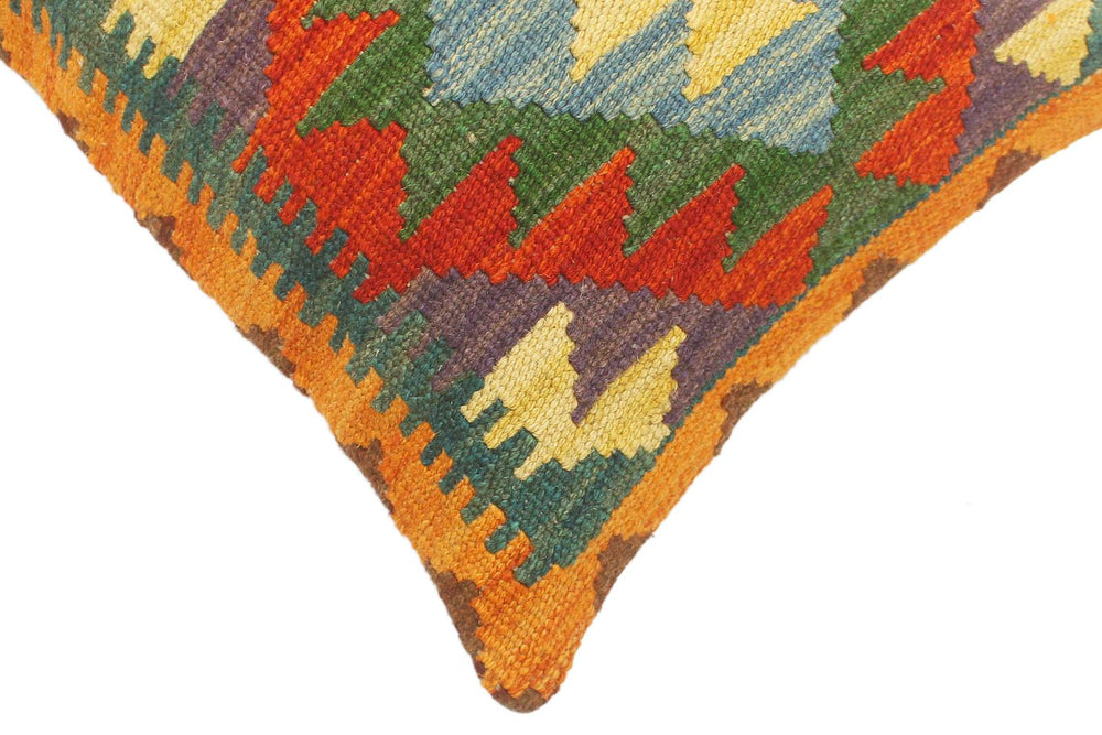 handmade Tribal Rust Blue Hand-Woven RECTANGLE 100% WOOL Pillow