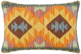 handmade Tribal Rust Blue Hand-Woven RECTANGLE 100% WOOL Pillow