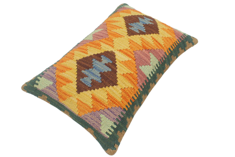 handmade Tribal Rust Blue Hand-Woven RECTANGLE 100% WOOL Pillow