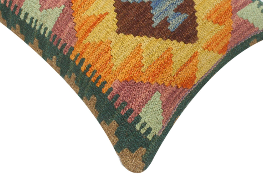 handmade Tribal Rust Blue Hand-Woven RECTANGLE 100% WOOL Pillow