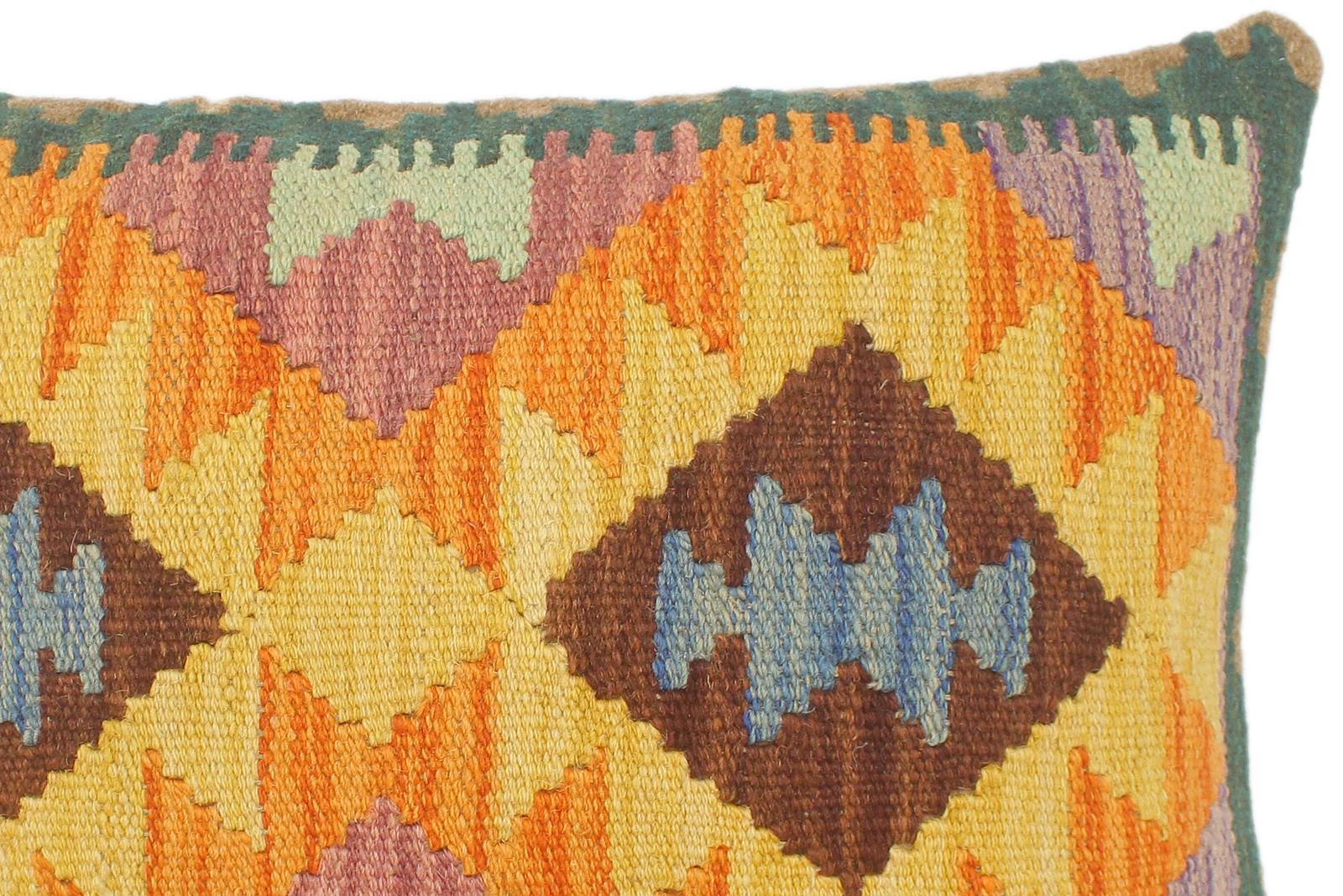 handmade Tribal Rust Blue Hand-Woven RECTANGLE 100% WOOL Pillow