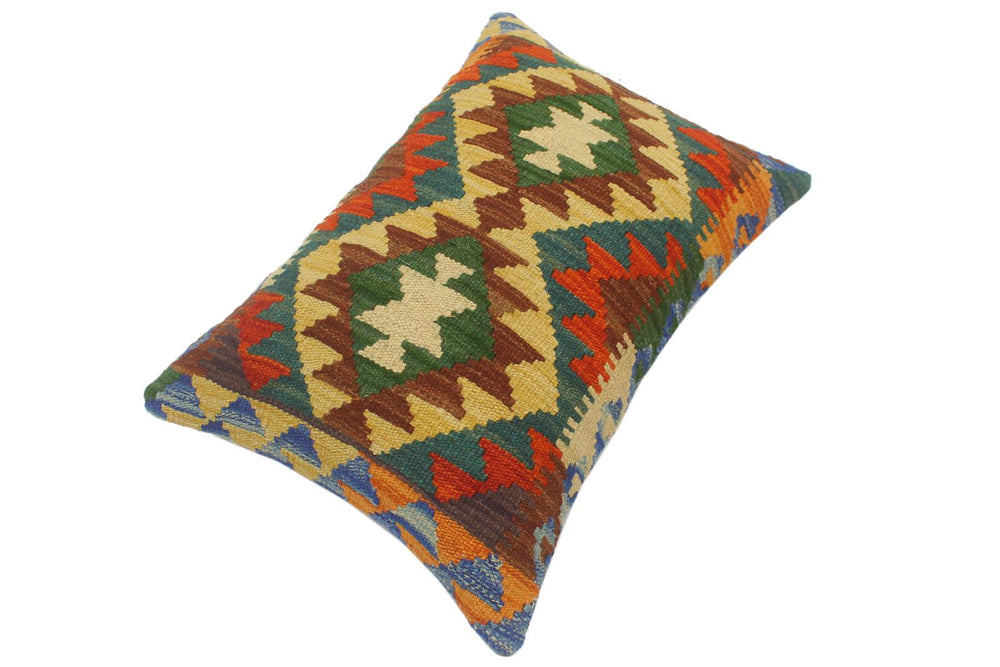 handmade Tribal Rust Blue Hand-Woven RECTANGLE 100% WOOL Pillow