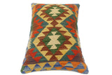 handmade Tribal Rust Blue Hand-Woven RECTANGLE 100% WOOL Pillow