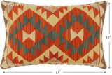 handmade Tribal Rust Beige Hand-Woven RECTANGLE 100% WOOL Pillow