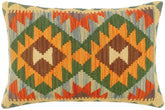 handmade Tribal Rust Blue Hand-Woven RECTANGLE 100% WOOL Pillow