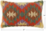 handmade Tribal Rust Blue Hand-Woven RECTANGLE 100% WOOL Pillow