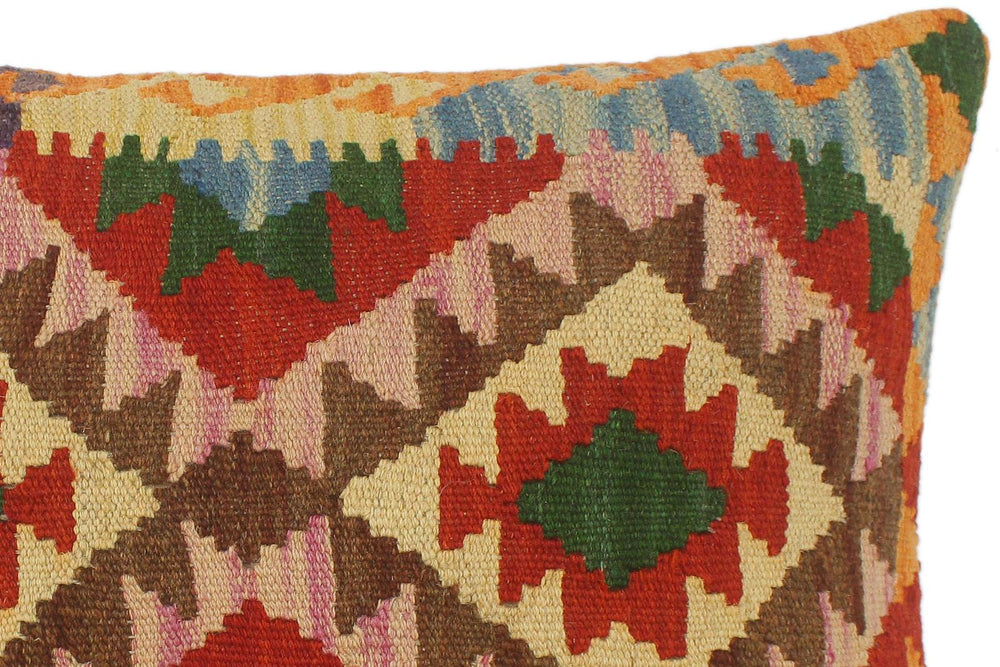 handmade Tribal Rust Blue Hand-Woven RECTANGLE 100% WOOL Pillow