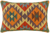 handmade Tribal Rust Blue Hand-Woven RECTANGLE 100% WOOL Pillow