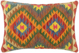 handmade Tribal Red Blue Hand-Woven RECTANGLE 100% WOOL Pillow