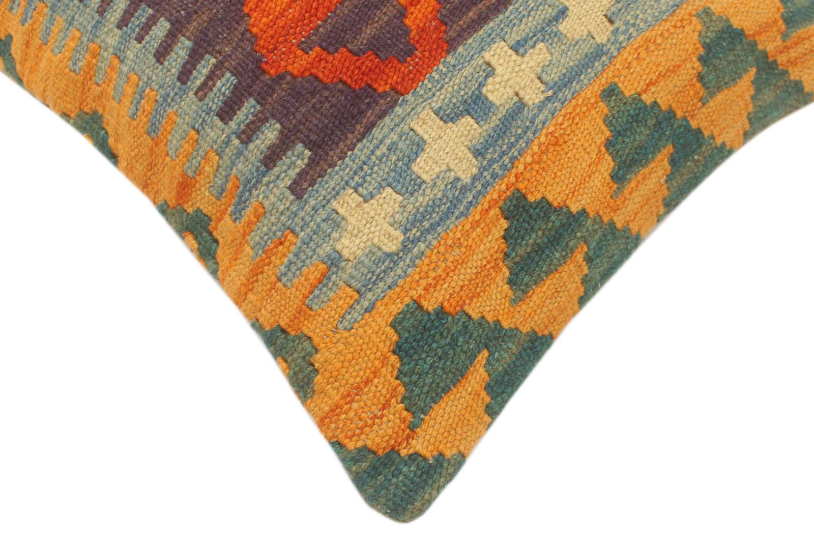 handmade Tribal Rust Blue Hand-Woven RECTANGLE 100% WOOL Pillow