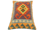 handmade Tribal Rust Blue Hand-Woven RECTANGLE 100% WOOL Pillow