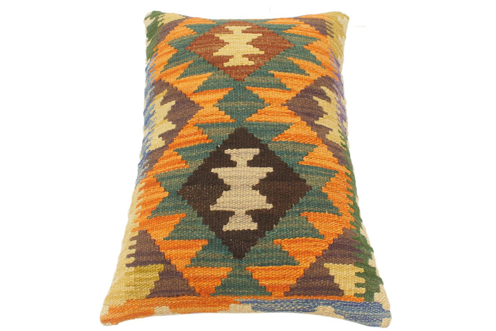 handmade Tribal Rust Blue Hand-Woven RECTANGLE 100% WOOL Pillow