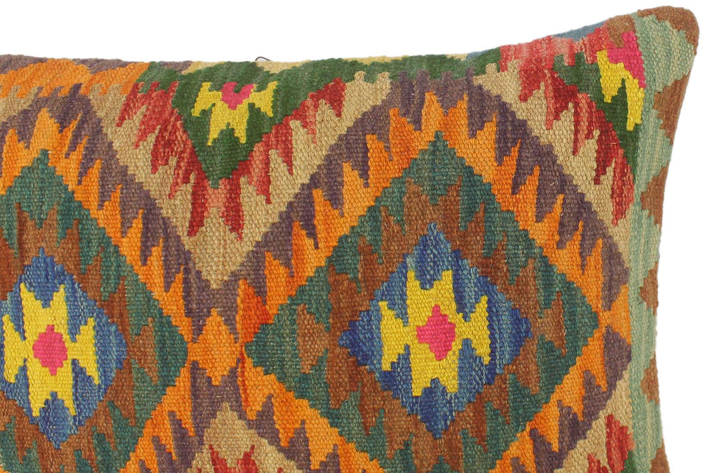handmade Tribal Rust Blue Hand-Woven RECTANGLE 100% WOOL Pillow