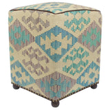 handmade  Ottoman Beige Black Hand-made SQUARE 100% WOOL