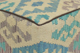 handmade  Ottoman Beige Black Hand-made SQUARE 100% WOOL