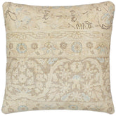 handmade Vintage Pillow Tan Blue Hand-Woven SQUARE 100% WOOL Vintage Pillow