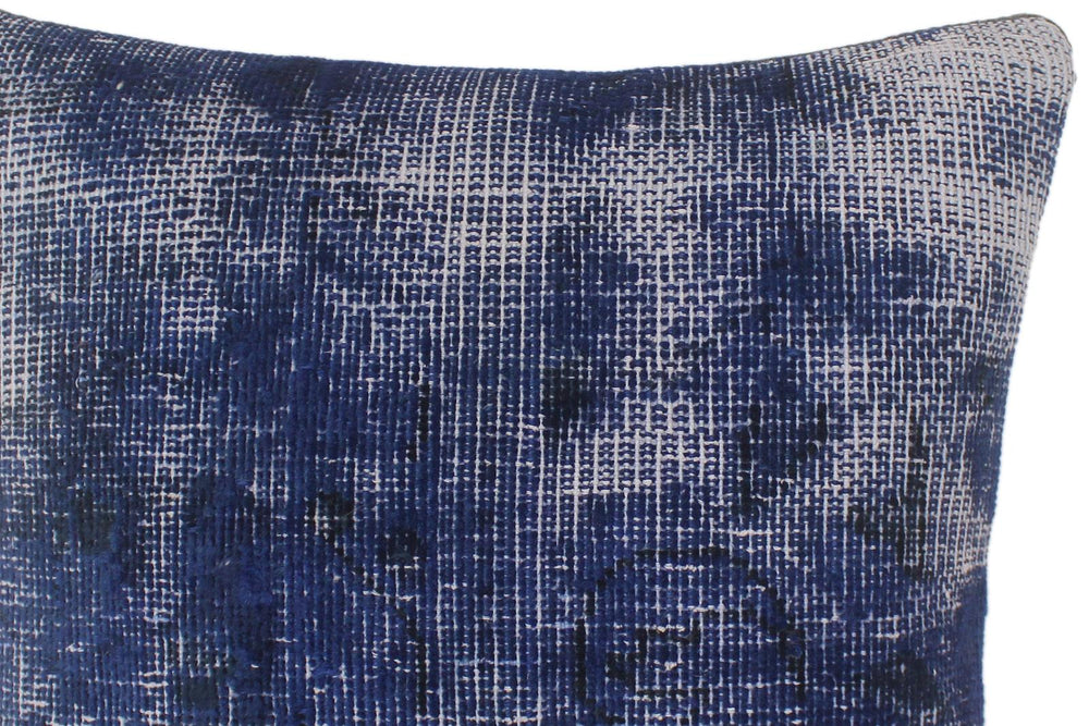 handmade Vintage Pillow Blue Blue Hand-Woven SQUARE 100% WOOL Vintage Pillow