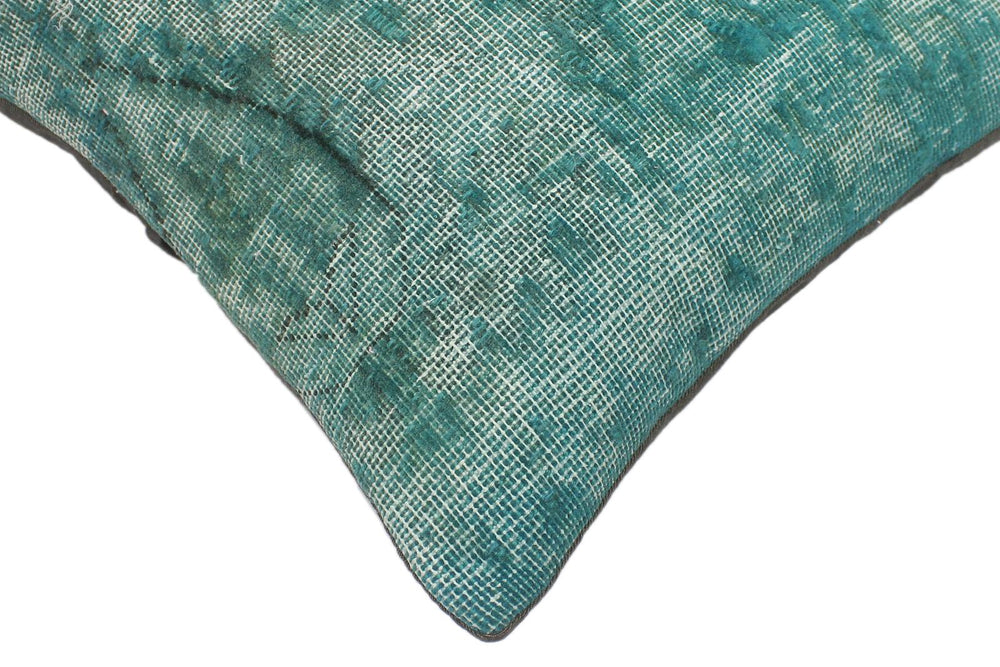 handmade Vintage Pillow Green Blue Hand-Woven SQUARE 100% WOOL Vintage Pillow