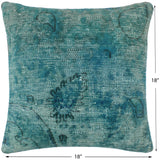 handmade Vintage Pillow Green Blue Hand-Woven SQUARE 100% WOOL Vintage Pillow