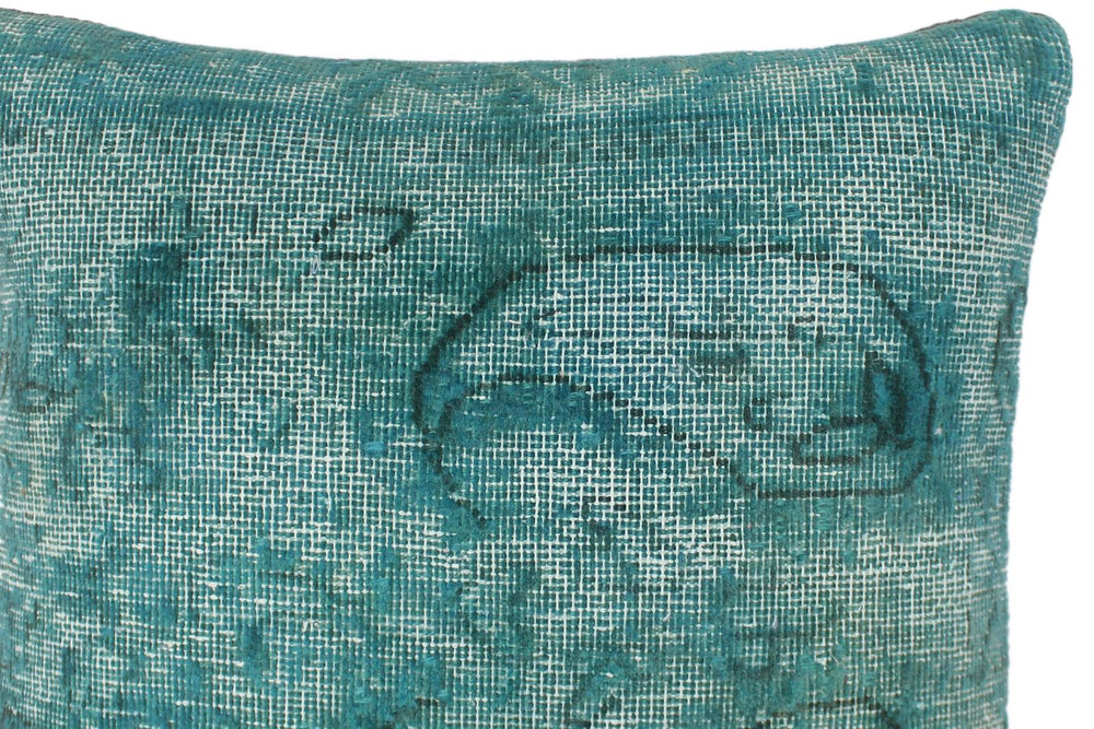 handmade Vintage Pillow Green Green Hand-Woven SQUARE 100% WOOL Vintage Pillow