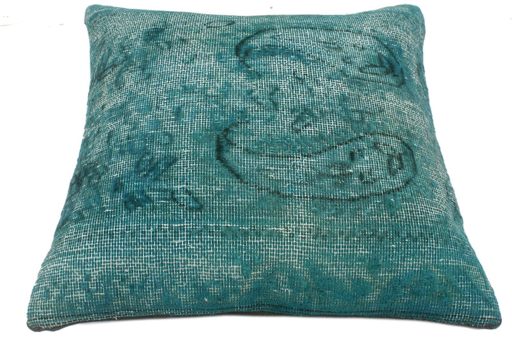 handmade Vintage Pillow Green Green Hand-Woven SQUARE 100% WOOL Vintage Pillow