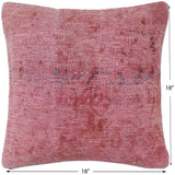 handmade Vintage Pillow Pink Blue Hand-Woven SQUARE 100% WOOL Vintage Pillow