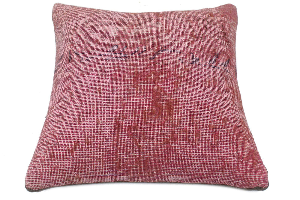 handmade Vintage Pillow Pink Blue Hand-Woven SQUARE 100% WOOL Vintage Pillow