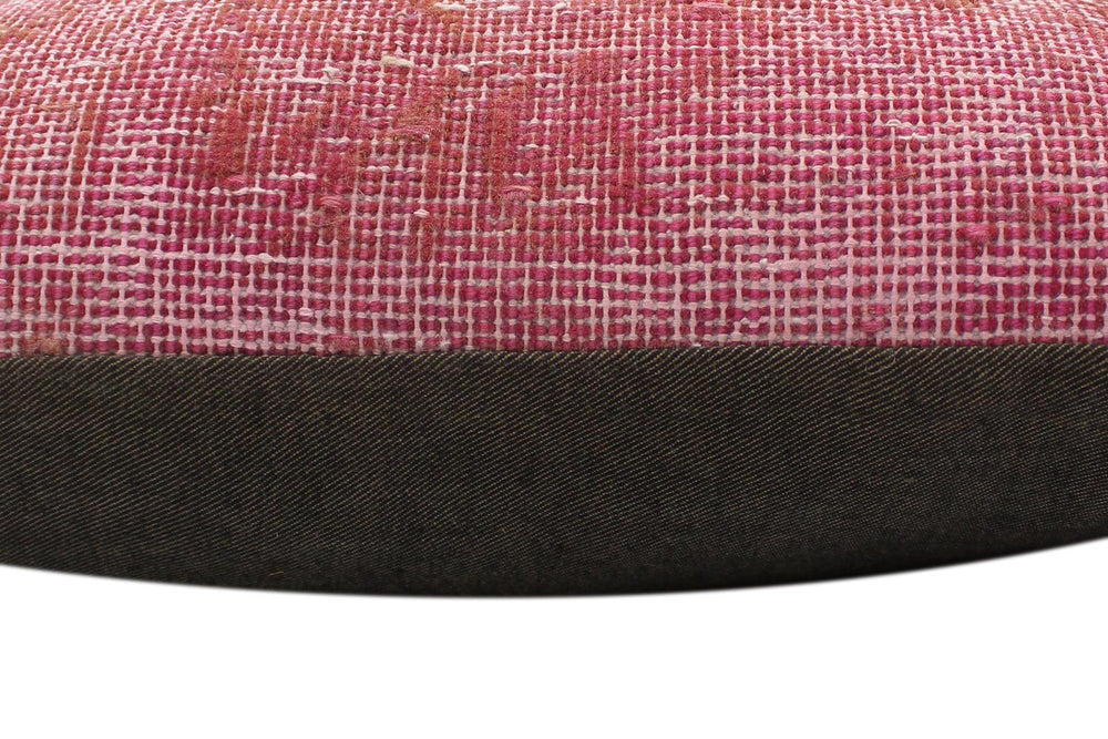 handmade Vintage Pillow Pink Blue Hand-Woven SQUARE 100% WOOL Vintage Pillow