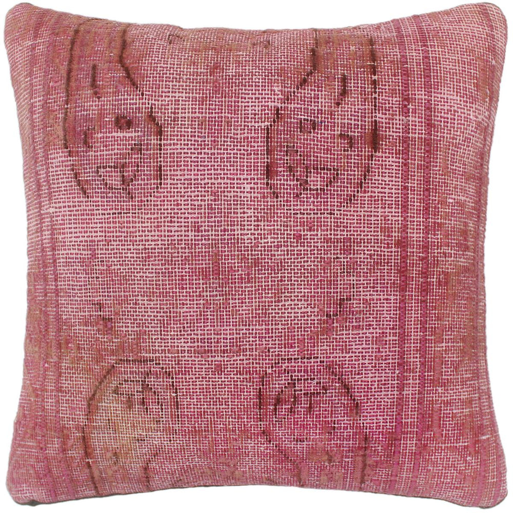 handmade Vintage Pillow Pink Brown Hand-Woven SQUARE 100% WOOL Vintage Pillow