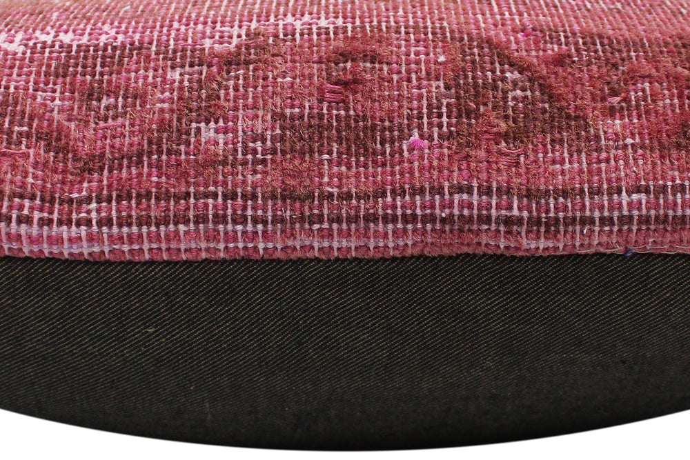 handmade Vintage Pillow Pink Brown Hand-Woven SQUARE 100% WOOL Vintage Pillow