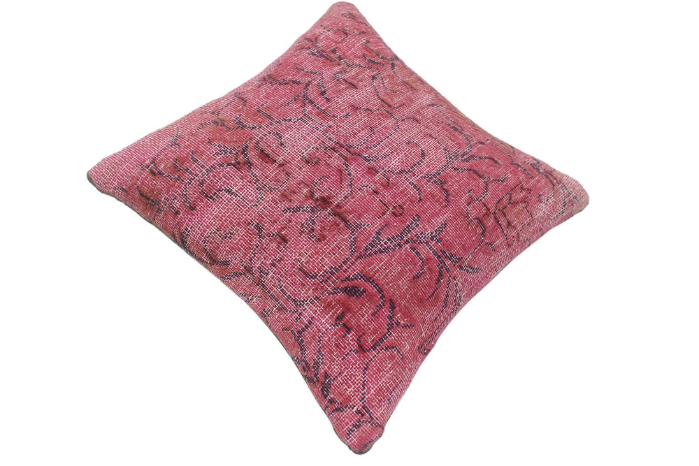 handmade Vintage Pillow Pink Blue Hand-Woven SQUARE 100% WOOL Vintage Pillow