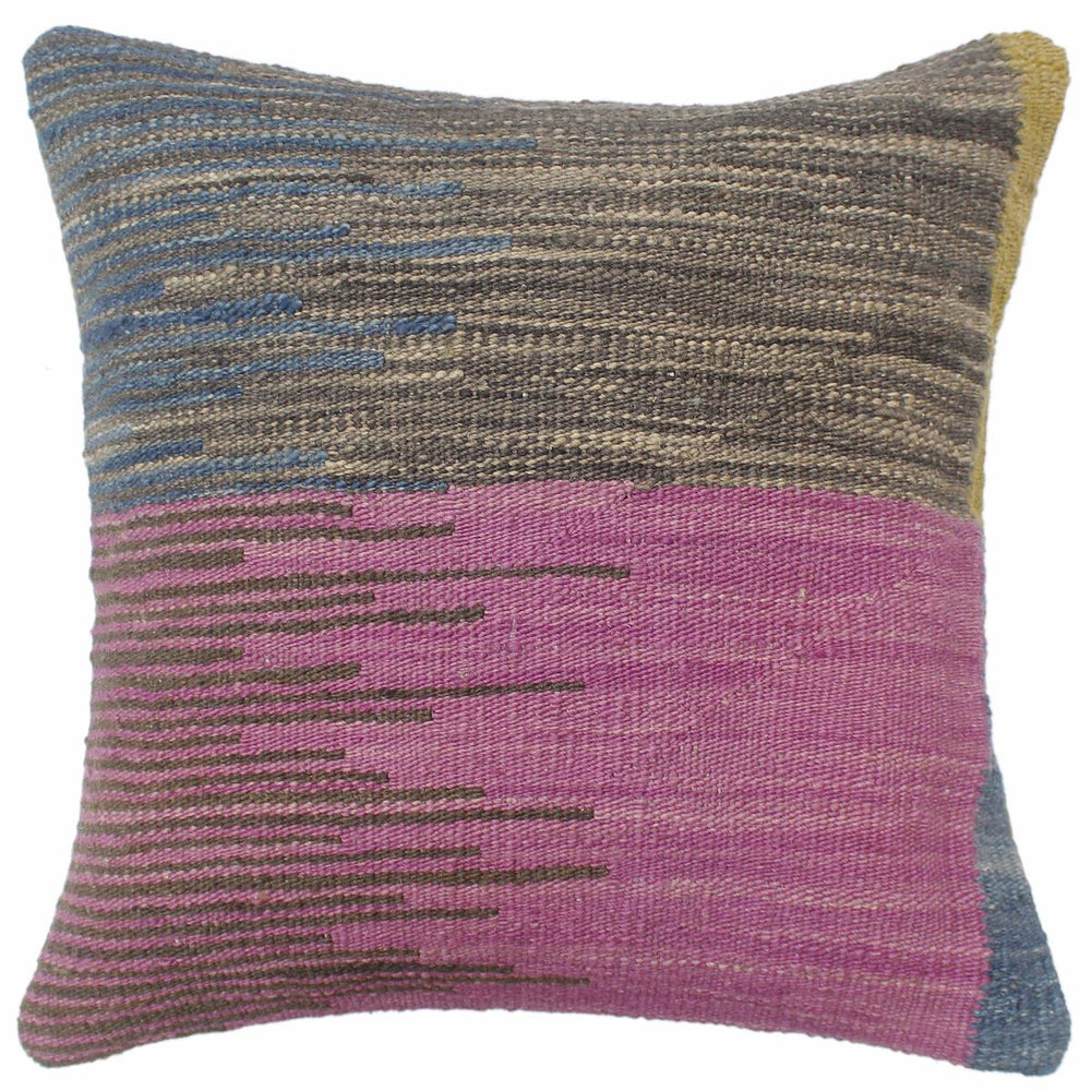 handmade Modern Blue Gray Hand-Woven SQUARE 100% WOOL Pillow