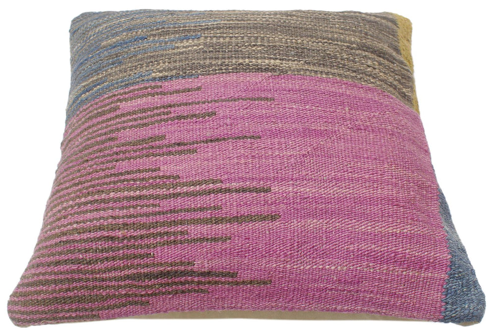 handmade Modern Blue Gray Hand-Woven SQUARE 100% WOOL Pillow