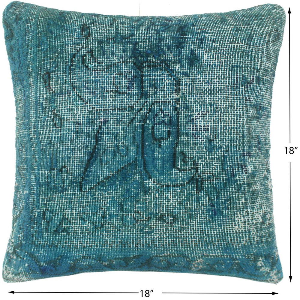 handmade Vintage Pillow Green Green Hand-Woven SQUARE 100% WOOL Vintage Pillow