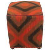 handmade  Ottoman Red Black Hand-made SQUARE 100% WOOL