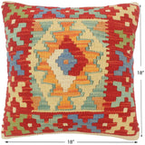 handmade Tribal Turkish Antique Rust Blue Hand-Woven SQUARE 100% WOOL pillow